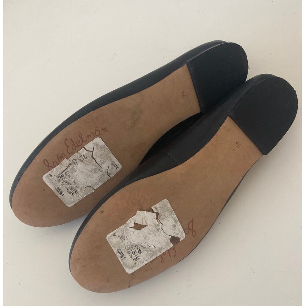 Sam Edelman Francis Ballet Flat Ballerina Black Round Toe Leather Scalloped 7.5 - Picture 8 of 8